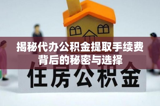 梁子湖揭秘代办公积金提取手续费背后的秘密与选择